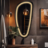 LED Spiegel Asymmetrisch Vertikal | Touch-Schalter | Warmweißes Licht - Reyze Seria Salono Model 1